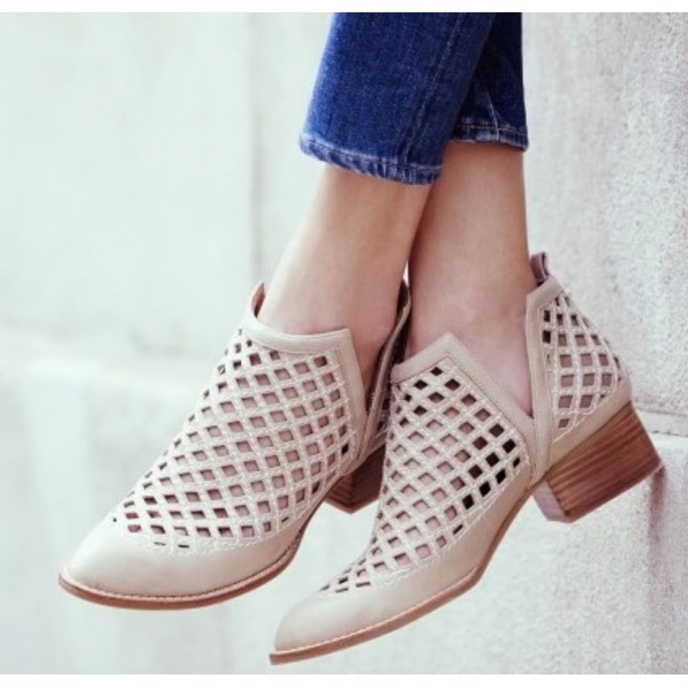 Jeffrey Campbell Cream Cutout Ankle Booties